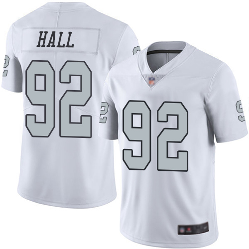 Men Oakland Raiders Limited White P J  Hall Jersey NFL Football #92 Rush Vapor Untouchable Jersey